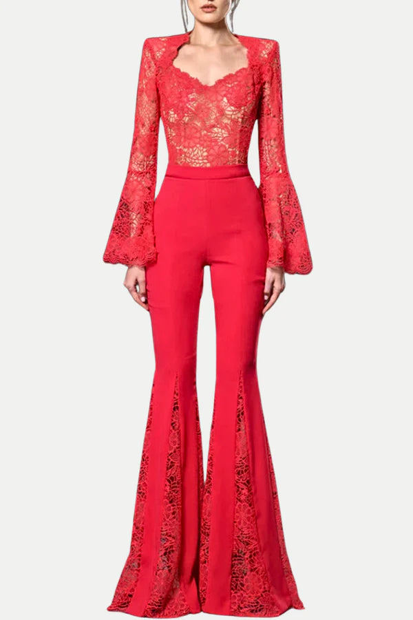 Adrienne Lace Flared Jumpsuit