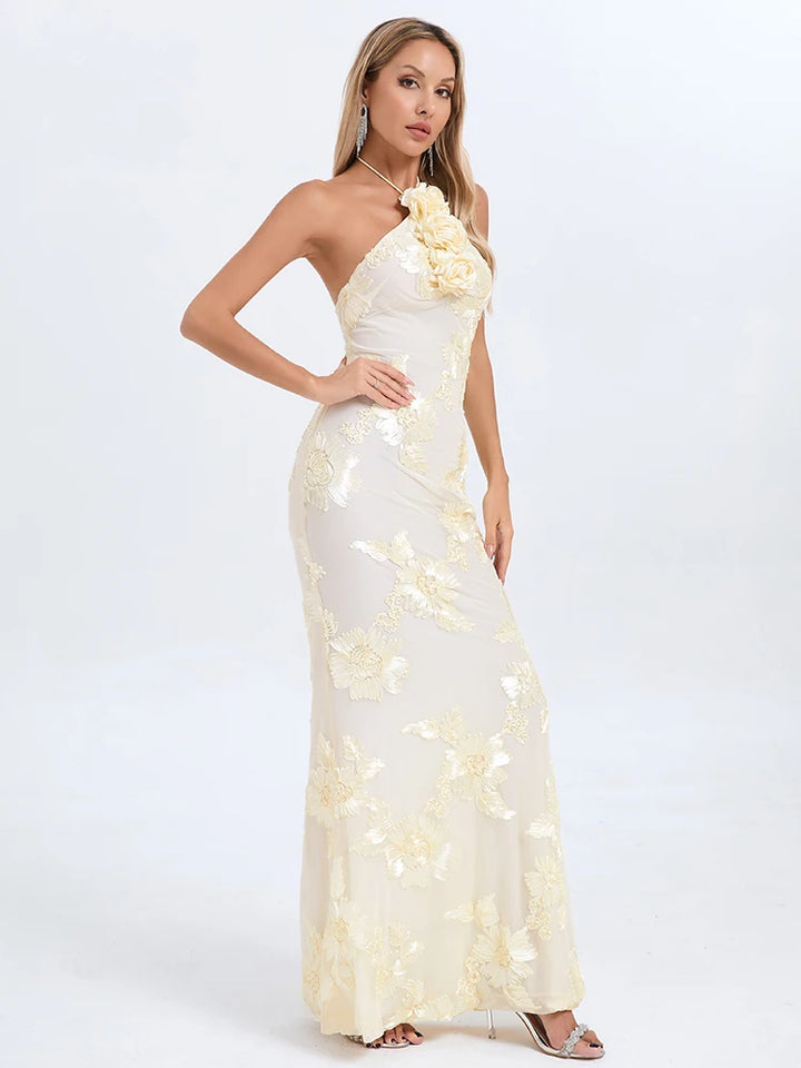 Alesia Floral Halter Maxi Dress