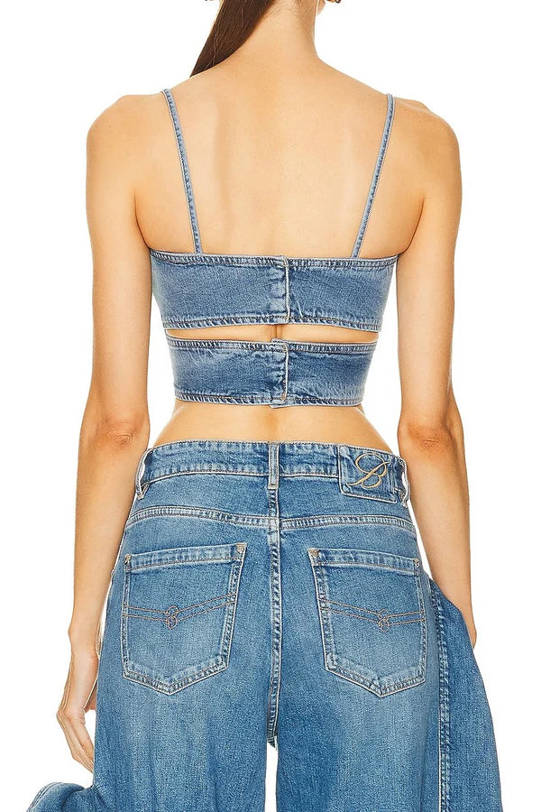 Camille Bow Denim Top