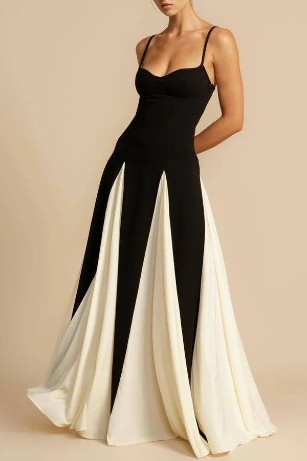 Dominic Paneled Tulle Slit Maxi Dress