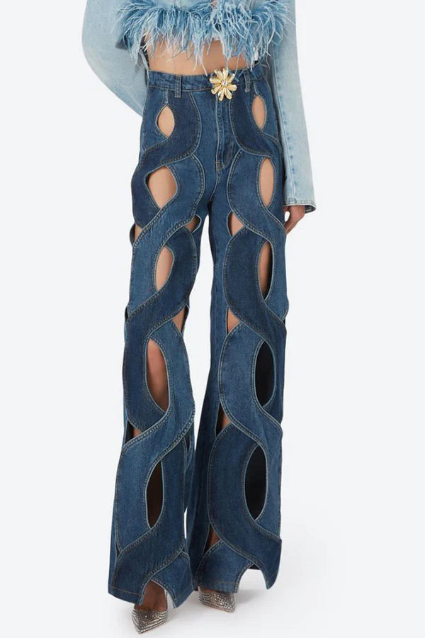 Dylan Rope Cutout Jeans - Blue