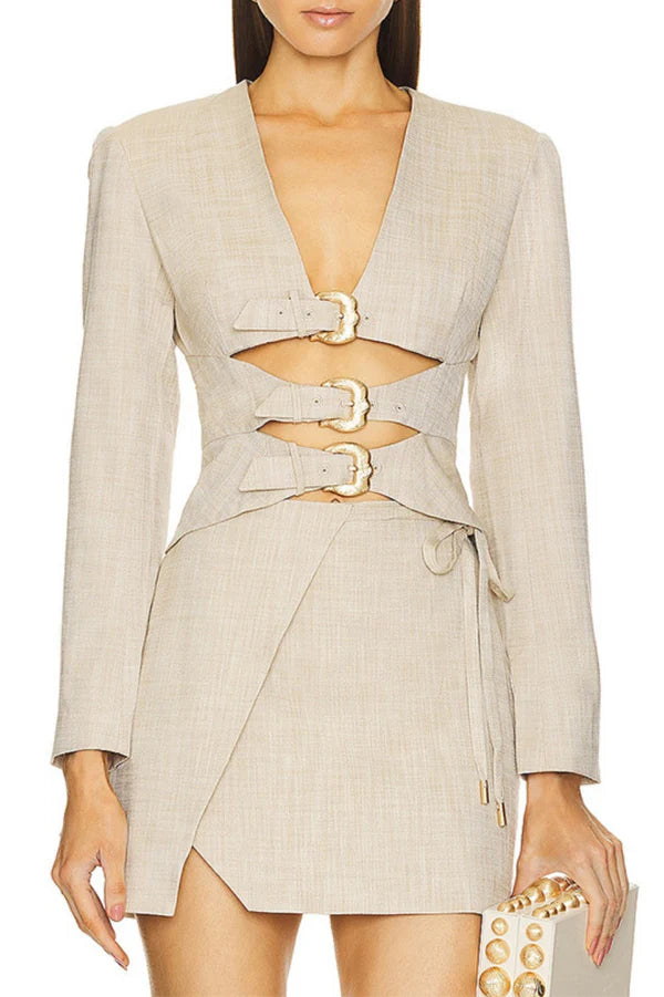 Indira Cutout Buckle Blazer Dress