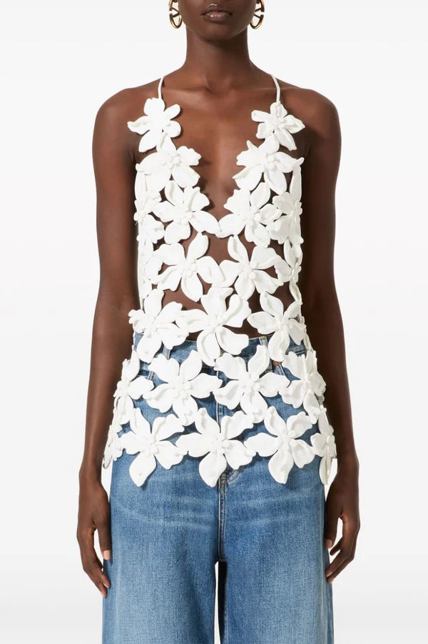 Juliete Floral Cutout Backless Top