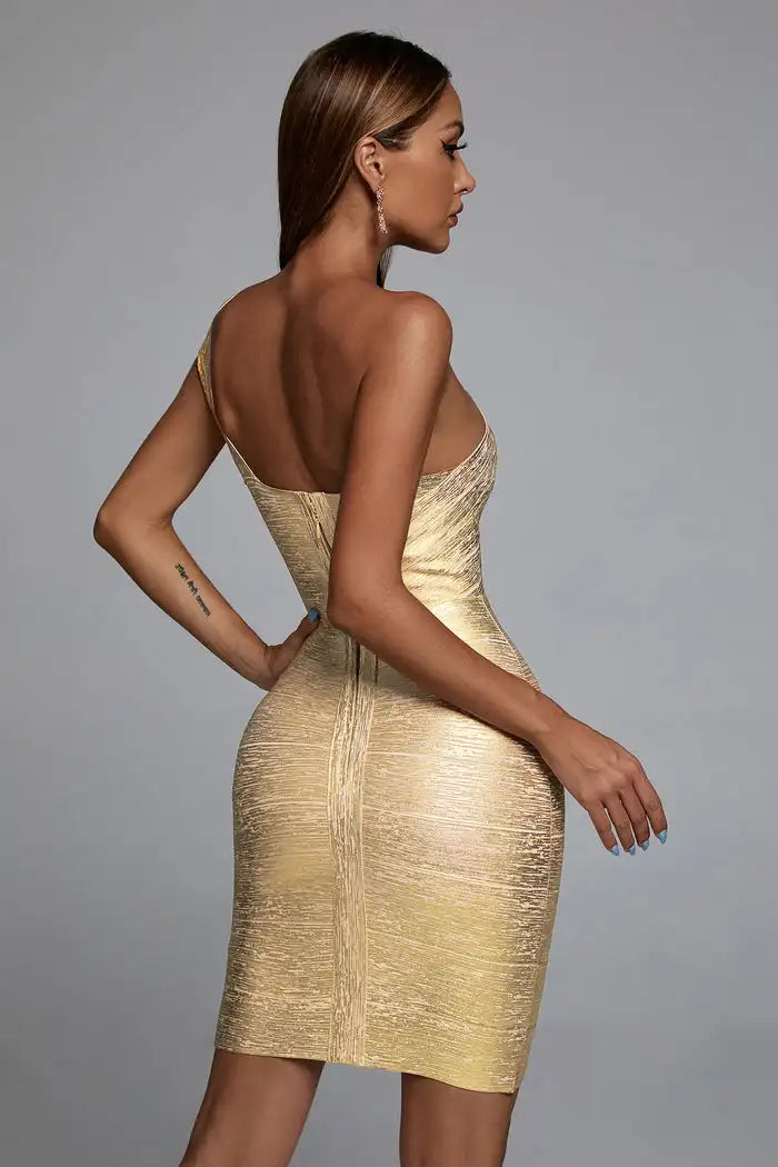 Lilia Metallic Mini Bandage Dress