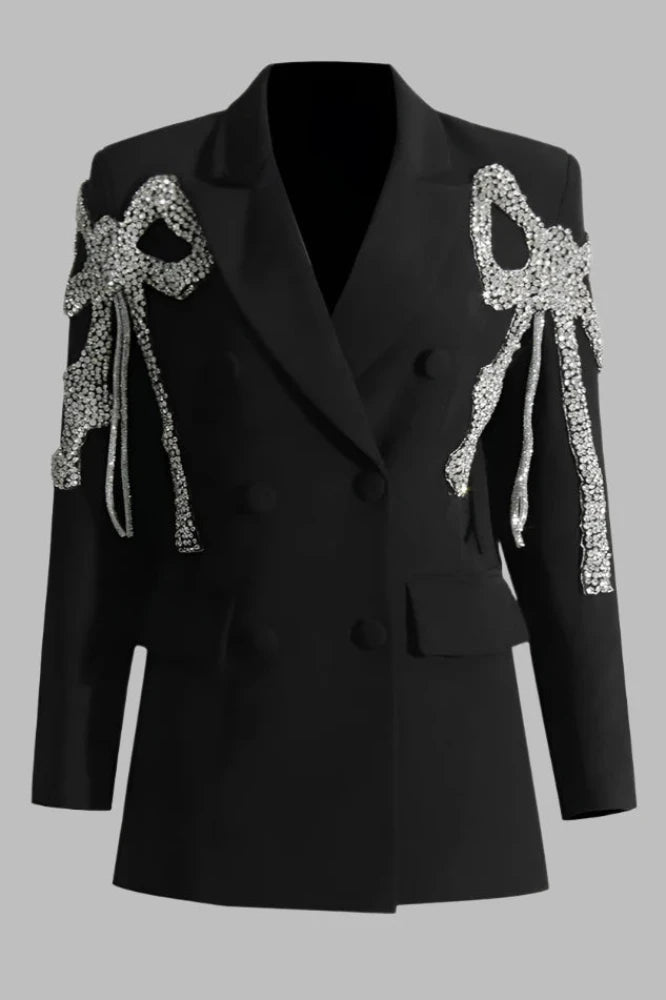 Luxury Beaded Bow Women’s Blazer