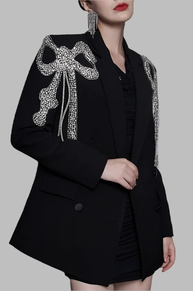 Luxury Beaded Bow Women’s Blazer