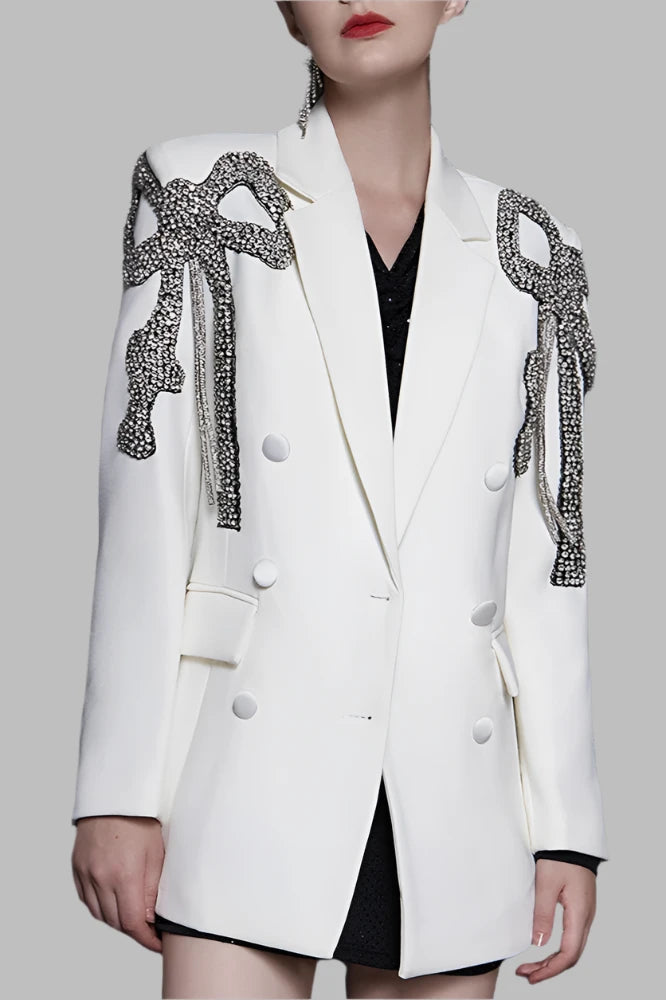 Luxury Beaded Bow Women’s Blazer