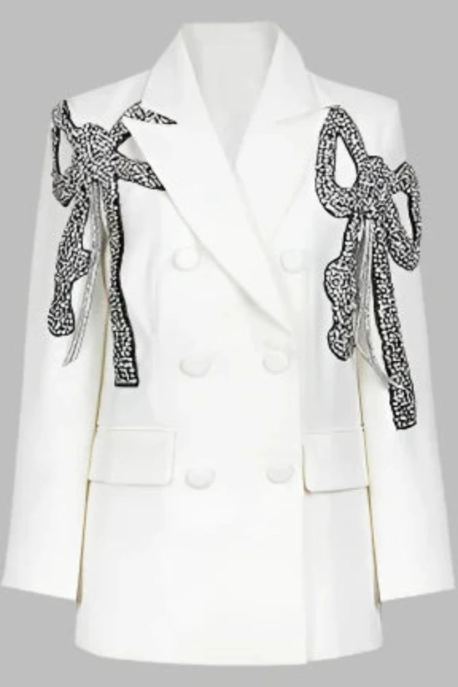 Luxury Beaded Bow Women’s Blazer