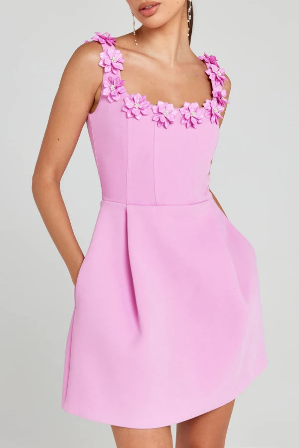 Lyra Floral Embellished Mini Bandage Dress