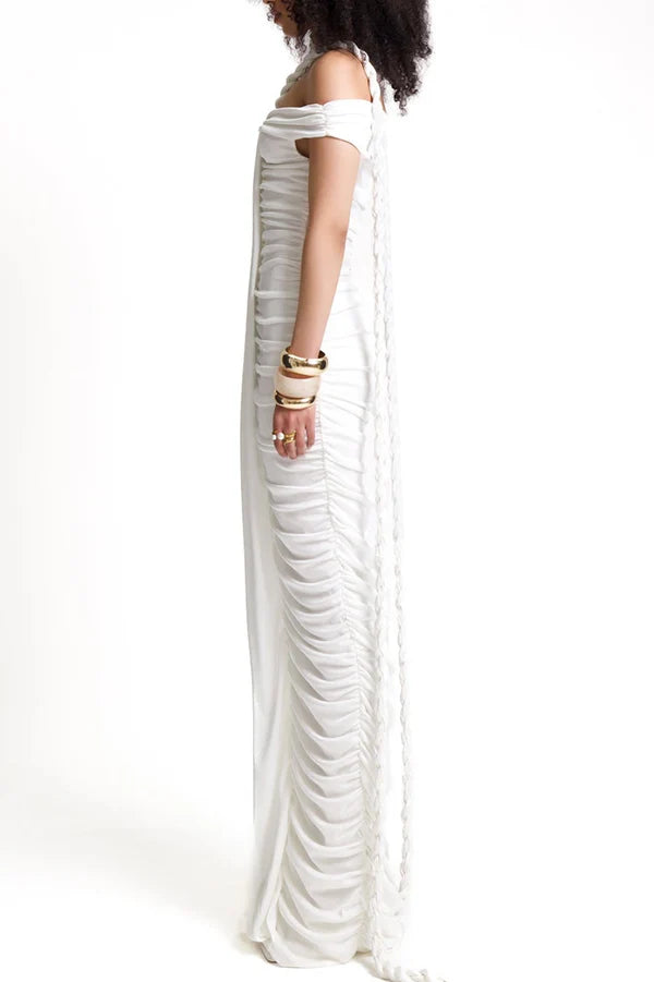 Maisie Off Shoulder Rope Ruched Maxi Dress