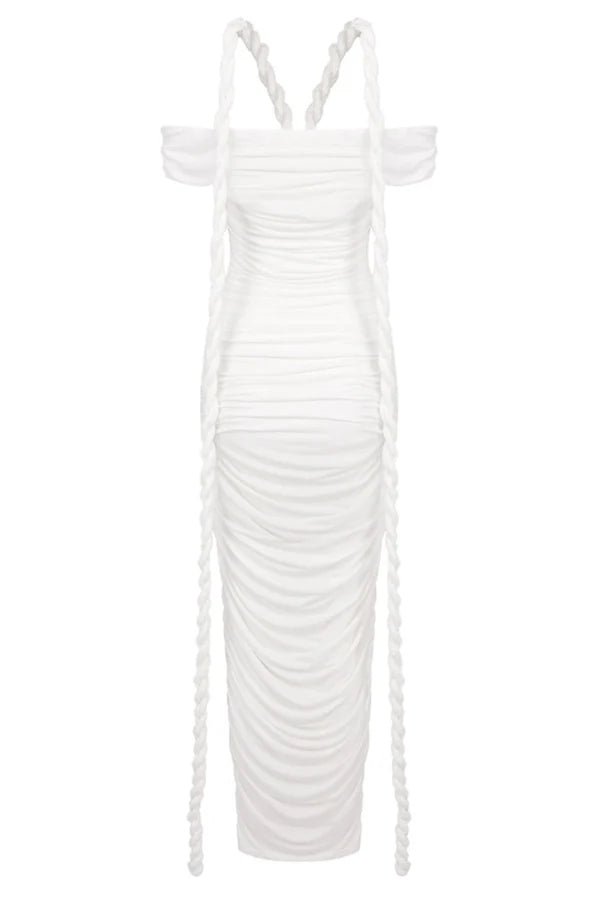 Maisie Off Shoulder Rope Ruched Maxi Dress