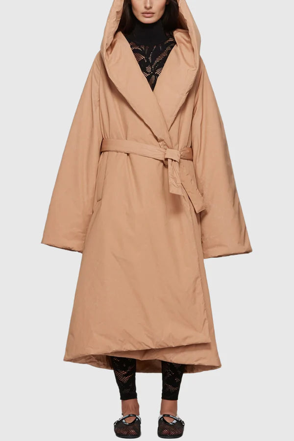 Philippa Lapel Lace Up Cotton Coat In