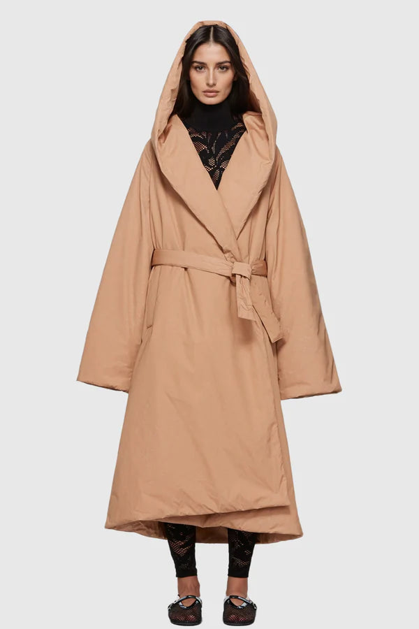 Philippa Lapel Lace Up Cotton Coat In